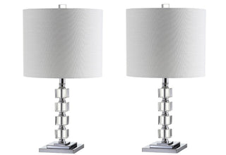 Olivia 22" LED Crystal/Metal Table Lamp, Set of 2