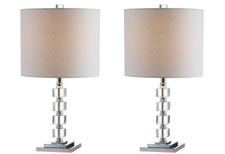 Olivia 22" LED Crystal/Metal Table Lamp, Set of 2