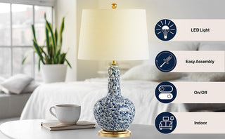 Kinman 30" Ceramic/Iron Classic Cottage LED Table Lamp