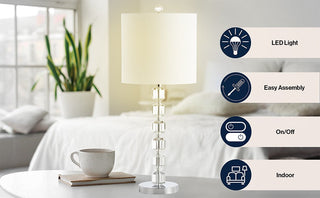 Cockatoo 27.5" Modern Stacked Crystal/Metal LED Table Lamp