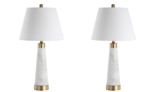 Doyle 26.5" Marble/Iron Gold Modern Column LED Table Lamp