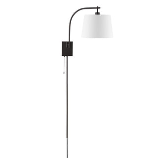 Solaris 22.5" Mid-Century Modern Plug-In or Hardwired Iron LED Gooseneck Swing Arm Wall Sconce with Pull-Chain and USB Charging Port