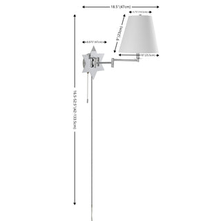 Howe 18.5" Modern French Country Swing Arm Plug-In or Hardwired Iron LED Star Wall Sconce with Pull-Chain and USB Charging Port