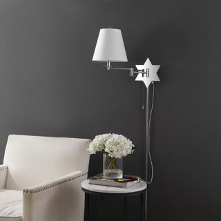 Howe 18.5" Modern French Country Swing Arm Plug-In or Hardwired Iron LED Star Wall Sconce with Pull-Chain and USB Charging Port