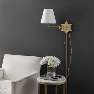 Howe 18.5" Modern French Country Swing Arm Plug-In or Hardwired Iron LED Star Wall Sconce with Pull-Chain and USB Charging Port