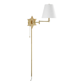 Howe 18.5" Modern French Country Swing Arm Plug-In or Hardwired Iron LED Star Wall Sconce with Pull-Chain and USB Charging Port