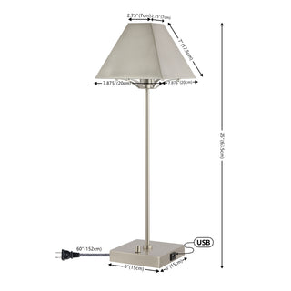 Satechi 25" Industrial Style Iron Pyramid Bedside LED Table Lamp with USB Charging Port