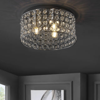 Elegant 15" Crystal/Metal LED Flush Mount