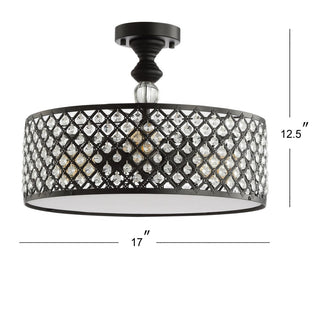 Stork 17" 3-Light Crystal/Metal Drum Semi-Flush Mount