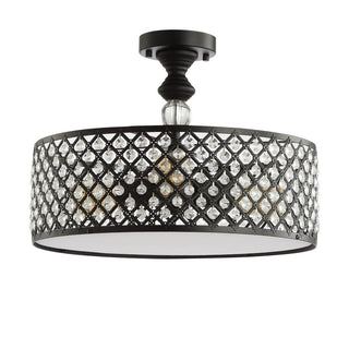 Stork 17" 3-Light Crystal/Metal Drum Semi-Flush Mount