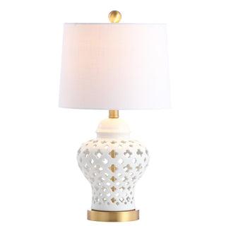 Western 20.5" Pierced Ginger Jar Ceramic/Metal LED Table Lamp