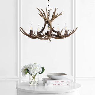 Cindy 30" Adjustable Resin Antler 5-Light LED Chandelier