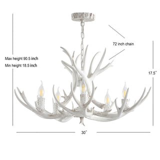 Cindy 30" Adjustable Resin Antler 5-Light LED Chandelier