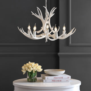 Cindy 30" Adjustable Resin Antler 5-Light LED Chandelier