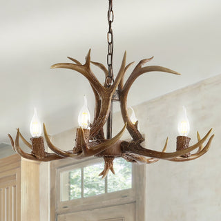 Cindy 30" Adjustable Resin Antler 5-Light LED Chandelier