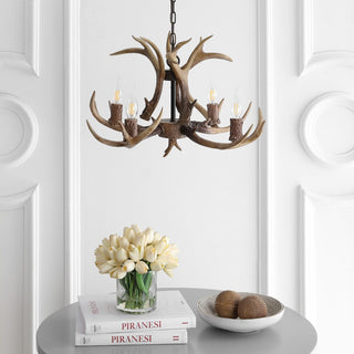 Cindy 30" Adjustable Resin Antler 5-Light LED Chandelier