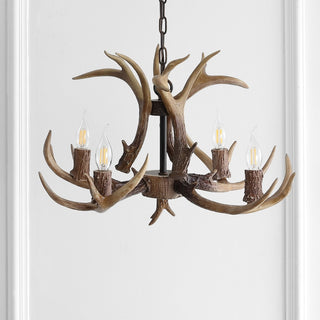 Cindy 30" Adjustable Resin Antler 5-Light LED Chandelier