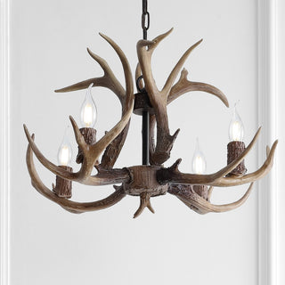 Cindy 30" Adjustable Resin Antler 5-Light LED Chandelier