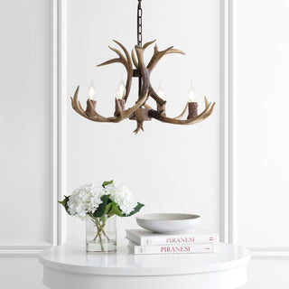 Cindy 30" Adjustable Resin Antler 5-Light LED Chandelier