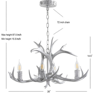 Cindy 30" Adjustable Resin Antler 5-Light LED Chandelier