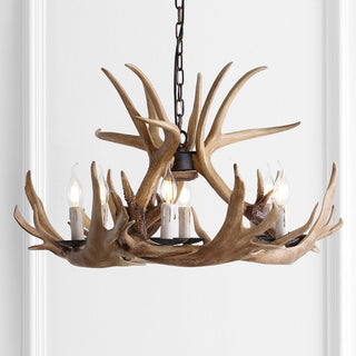 Marlow 28.5" Adjustable Resin Antler 6-Light Chandelier