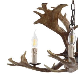 Maple 27" Adjustable Resin Antler 3-Light LED Chandelier