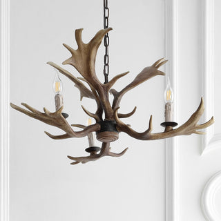 Maple 27" Adjustable Resin Antler 3-Light LED Chandelier