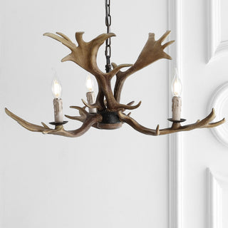 Maple 27" Adjustable Resin Antler 3-Light LED Chandelier