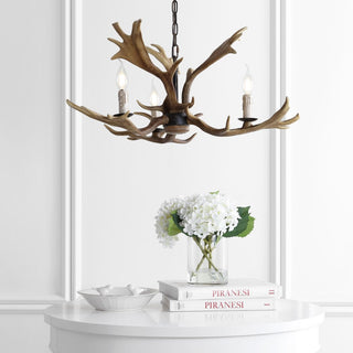 Maple 27" Adjustable Resin Antler 3-Light LED Chandelier