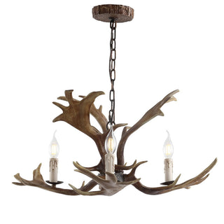 Maple 27" Adjustable Resin Antler 3-Light LED Chandelier