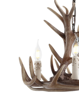 Salix 18" Adjustable Resin Antler 3-Light LED Chandelier