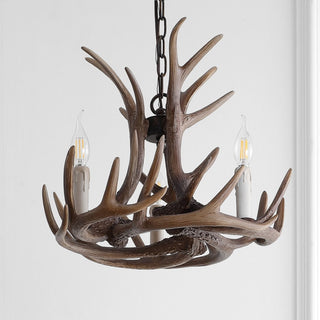 Salix 18" Adjustable Resin Antler 3-Light LED Chandelier