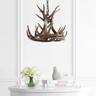 Salix 18" Adjustable Resin Antler 3-Light LED Chandelier