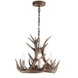 Salix 18" Adjustable Resin Antler 3-Light LED Chandelier