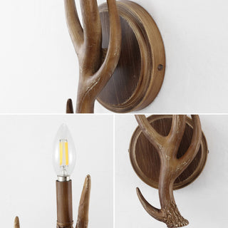 European 5.5" 1-Light Southwestern Bohemian Resin/Iron Faux Antler LED Sconce