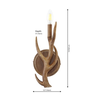 European 5.5" 1-Light Southwestern Bohemian Resin/Iron Faux Antler LED Sconce