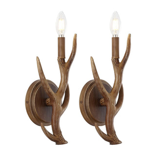 European 5.5" 1-Light Southwestern Bohemian Resin/Iron Faux Antler LED Sconce