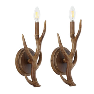 European 5.5" 1-Light Southwestern Bohemian Resin/Iron Faux Antler LED Sconce