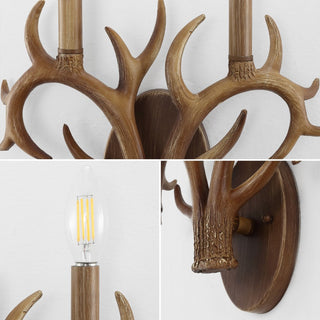 Antler 13.25" 2-Light Southwestern Bohemian Resin/Iron Faux Antler LED Sconce