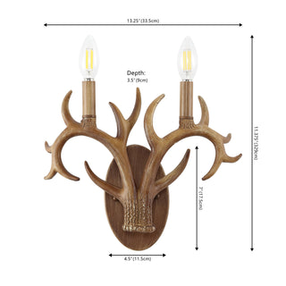 Antler 13.25" 2-Light Southwestern Bohemian Resin/Iron Faux Antler LED Sconce