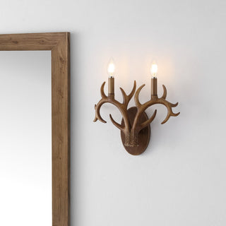 Antler 13.25" 2-Light Southwestern Bohemian Resin/Iron Faux Antler LED Sconce