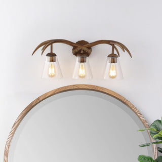 allen 25.5" 3-Light Southwestern Bohemian Resin/Seeded Glass Faux Antler LED Vanity Light