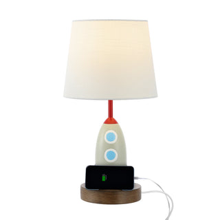 Hamilton 17.5" Coastal Style Iron/Resin Rocket LED Kids' Table Lamp with Phone Stand and USB Charging Port