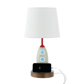 Hamilton 17.5" Coastal Style Iron/Resin Rocket LED Kids' Table Lamp with Phone Stand and USB Charging Port