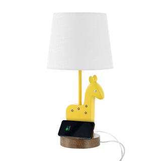 Giraffe 17.5" Mid-Century Vintage Iron/Resin Giraffe LED Kids' Table Lamp with Phone Stand and USB Charging Port