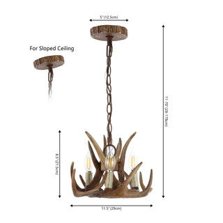 Eldora 11.5" Adjustable Resin Antler 3-Light LED Chandelier