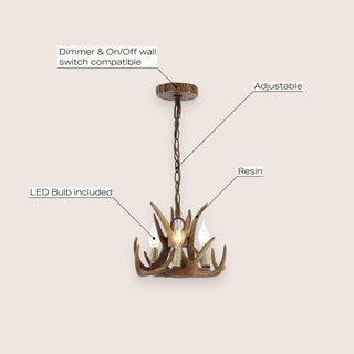 Eldora 11.5" Adjustable Resin Antler 3-Light LED Chandelier