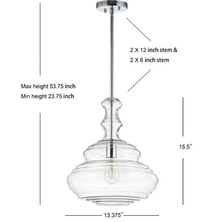 Volga 13.37" Glass/Metal LED Pendant