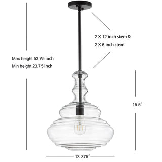 Volga 13.37" Glass/Metal LED Pendant