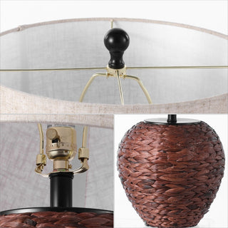 Rustico 24.5" Banana Leaf Basket LED Table Lamp